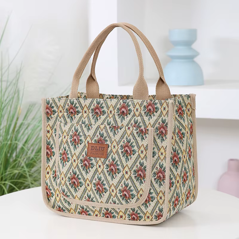 Sac fourre-tout Vintage à fleurs, grande capacité, sac pour maman en plein air, Style peinture à l'h