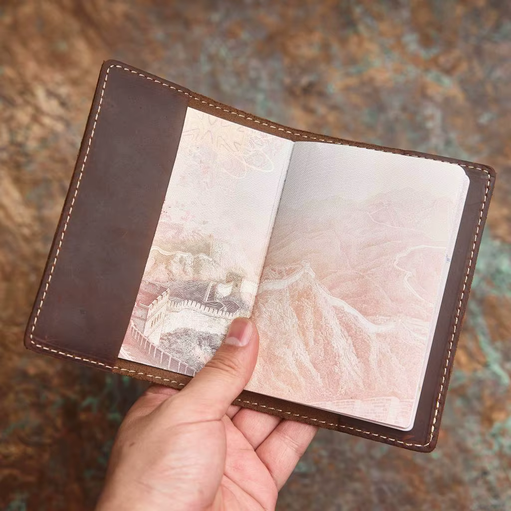 NASVA-Porte-passeport en cuir véritable, livre de passeport vintage, sac à documents, ensemble de li