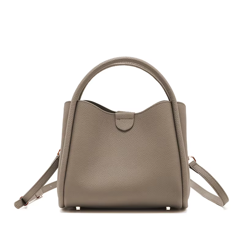 Sac Seau en Cuir Véritable, Sac à Bandoulière en Cuir de Vachette Pleine Fleur, Sac Fourre-tout Poly