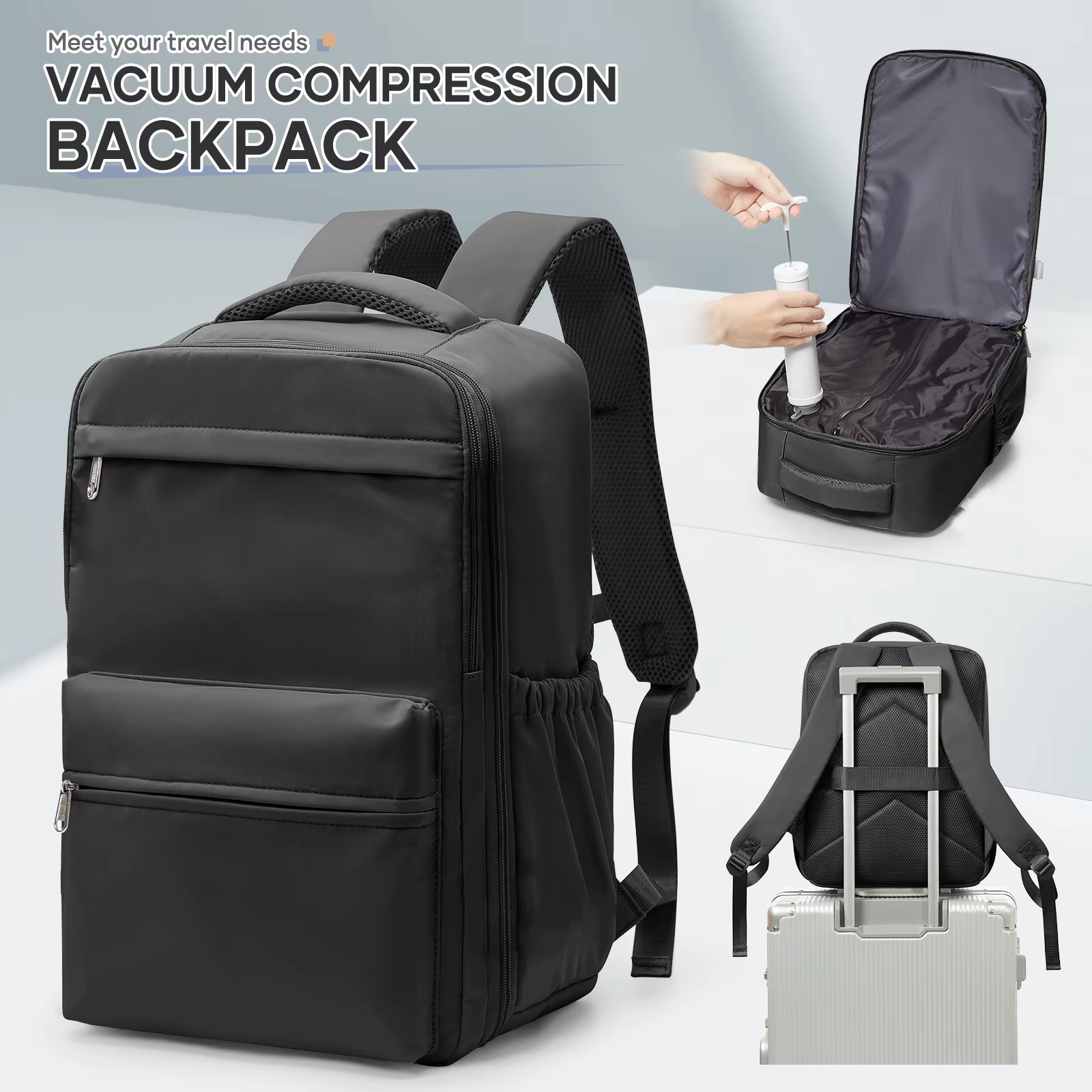 Compression sous vide pour sac à dos avec pompe manuelle, sac à dos de voyage approuvé Ryanair 40x30