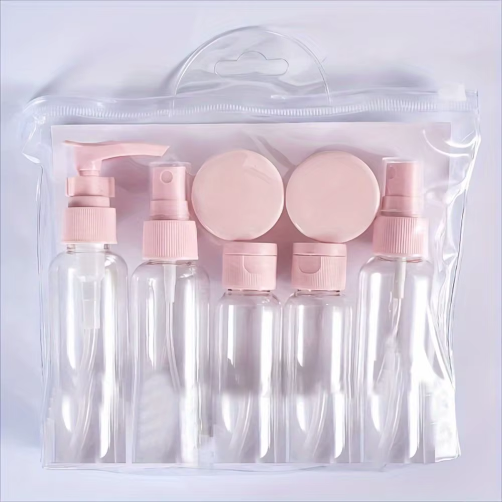 Kit de 7 flacons de voyage pour produits de toilette, conteneurs rechargeables anti-fuite, pots cosm