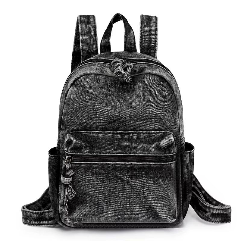Sacs à dos en denim délavé pour femmes, petits sacs de loisirs ou de voyage, style preppy, petits sa