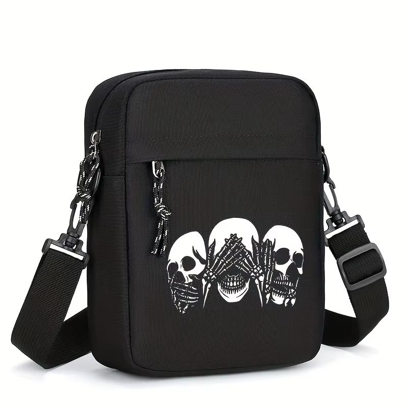 Sac à bandoulière Vintage imprimé tête de mort pour hommes, léger, polyvalent, mode décontractée, sa