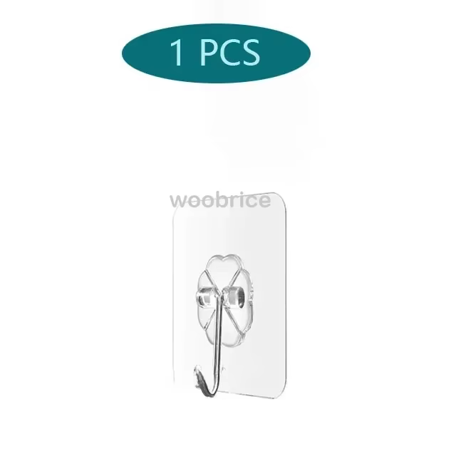 Crochet mural transparent auto-adhésif robuste, porte-manteau, porte-clés, support pour serviettes, 