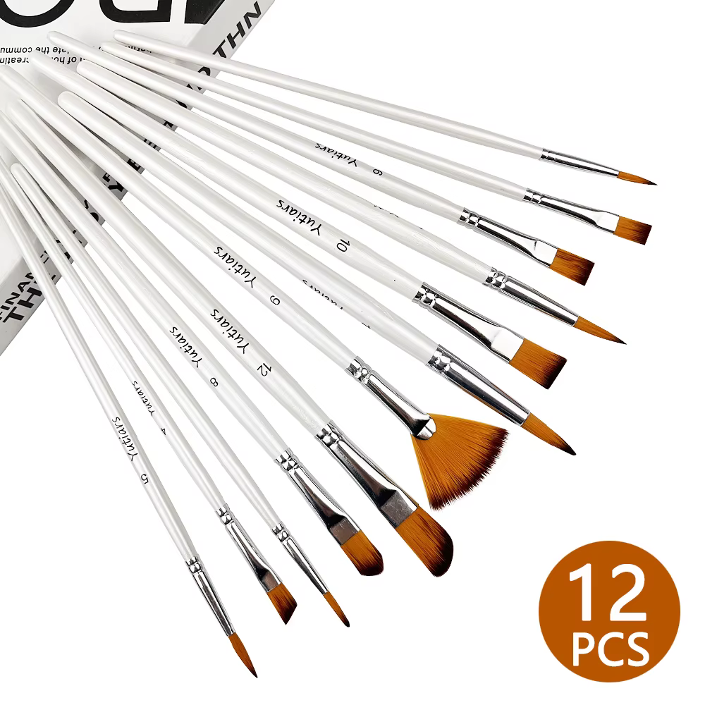 Ensemble de pinceaux de peinture professionnels à détails fins (12 pièces) – Pour l'huile, l'acryliq