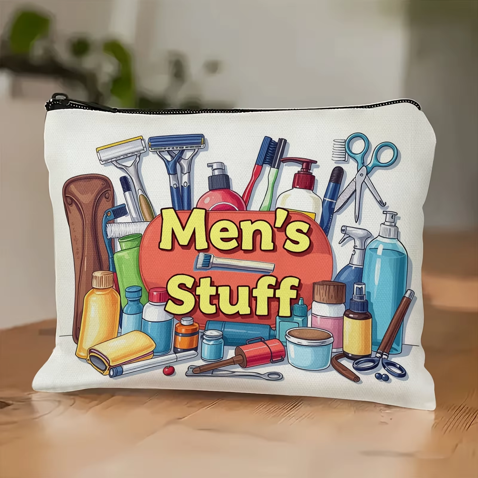 Trousse à cosmétiques pour hommes, organisateur de voyage réutilisable avec imprimé « articles pour 
