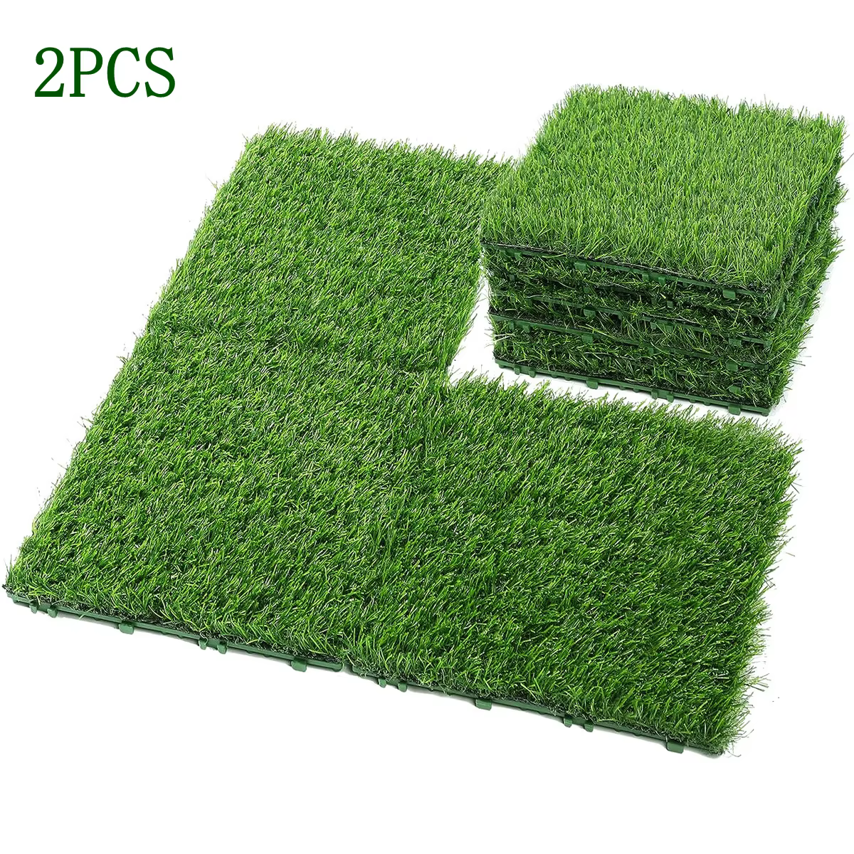 2/4/6 Pièces de Gazon Artificiel en Patchwork, Tapis de Gazon Synthétique pour Jardin, Patio, Balcon