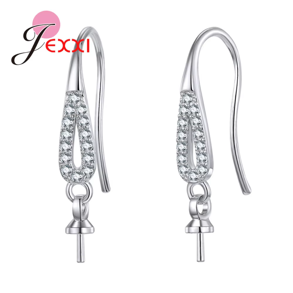 1 paire de crochets de boucles d'oreilles en argent Sterling 925, accessoires incrustés de strass po