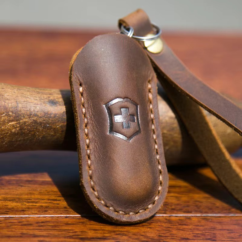 Couteau suisse, étui en cuir, étui de protection, fourreau, couteau pliant rétro portable 9,5X3,2CM