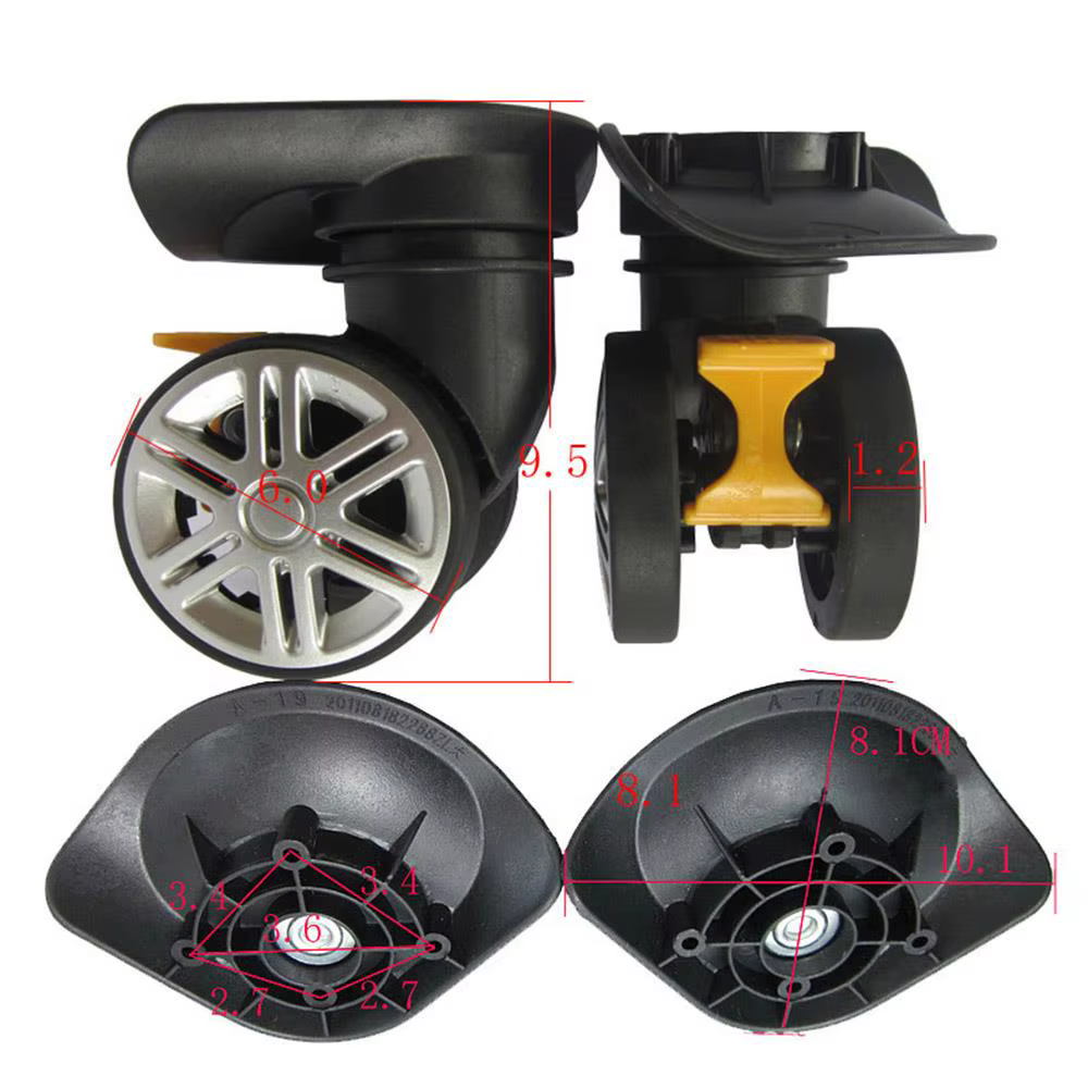 Roulettes pivotantes à double rouleau pour bagages, 2 pièces, A19, silencieuses, universelles, pivot