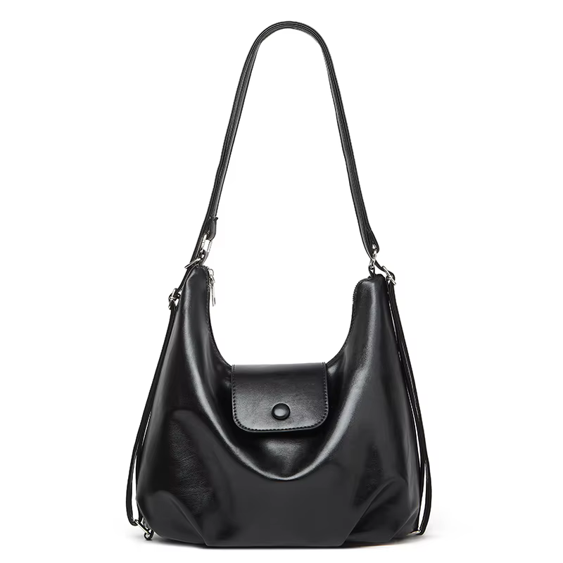 Sac hobo vintage effet vieilli brillant pour femme, sac à bandoulière grande capacité à rabat magnét