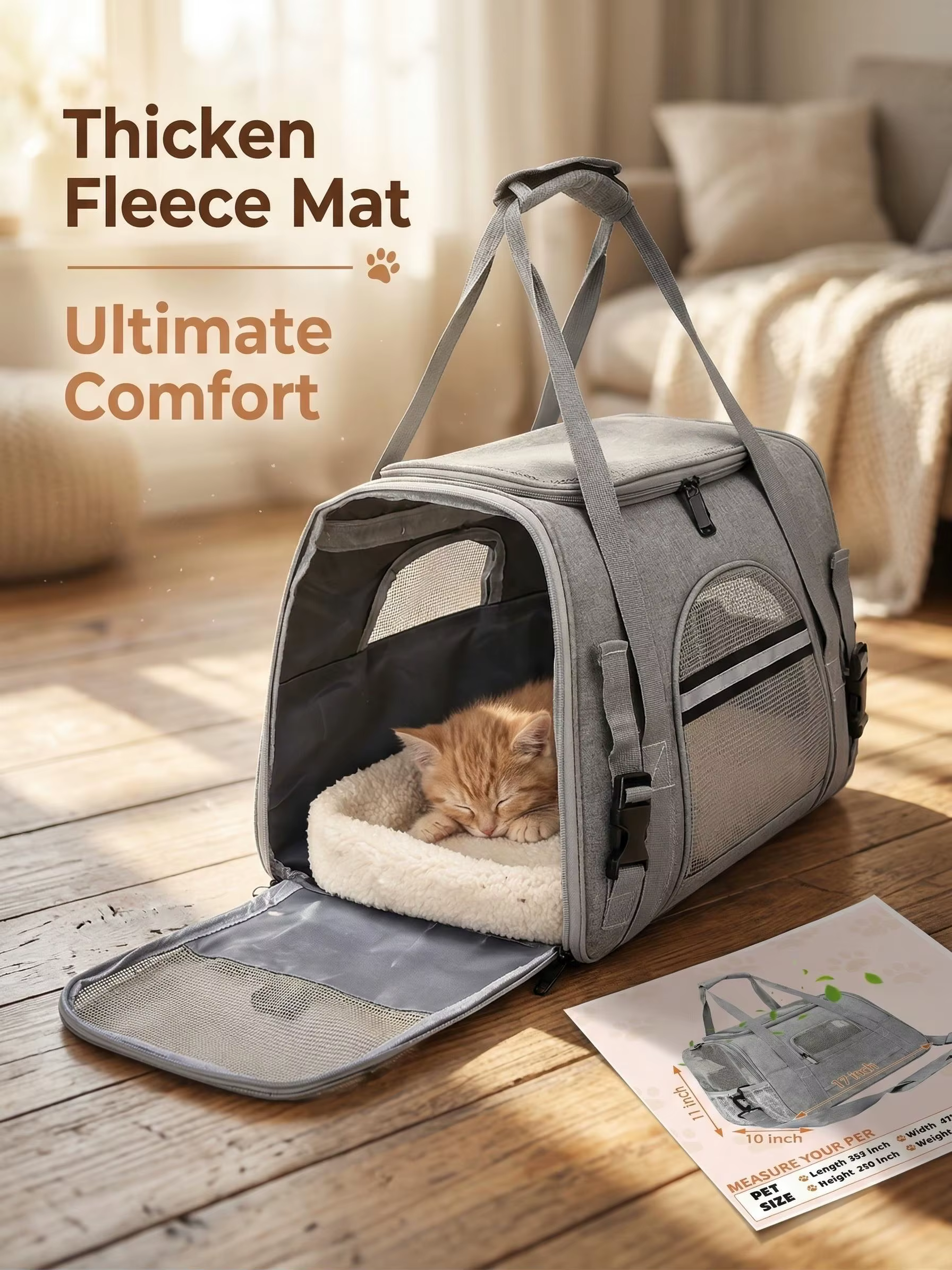 Sac de transport pour animaux de compagnie approuvé par les compagnies aériennes, souple, respirant,