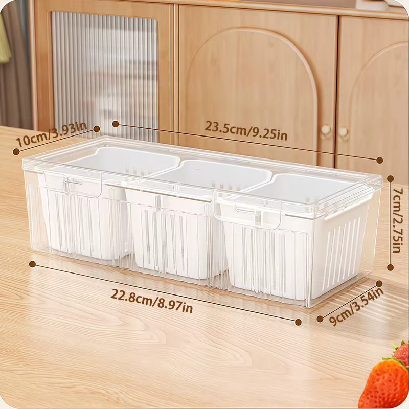 1 ensemble d'accessoires pour réfrigérateur de cuisine avec couvercle, récipient de stockage aliment