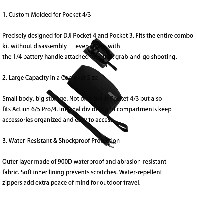 Sac de voyage pour DJI Pocket 4/3, étanche, résistant aux chocs, sac de rangement de grande capacité