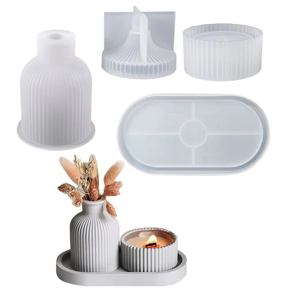 Moules en Silicone, plateau ovale, moule de Vase, moule de pot pour résine, plâtre, ciment, moulage 