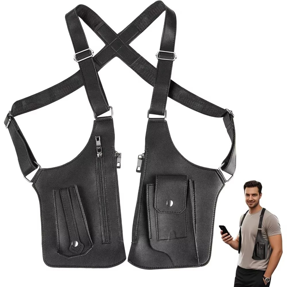 Sac à bandoulière pour homme, antivol, avec sangle réglable cachée, housse en cuir