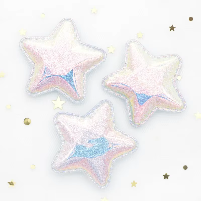 Tissu PU coloré en poudre scintillante, appliques étoiles, patchs pour vêtements, décor de chaussure