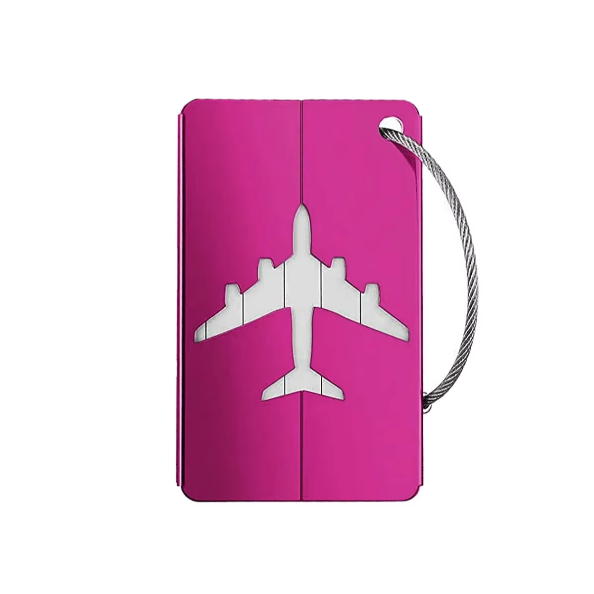 Étiquette de bagage d'avion en alliage d'aluminium avec nom, étiquette de bagage de voyage, carte d'