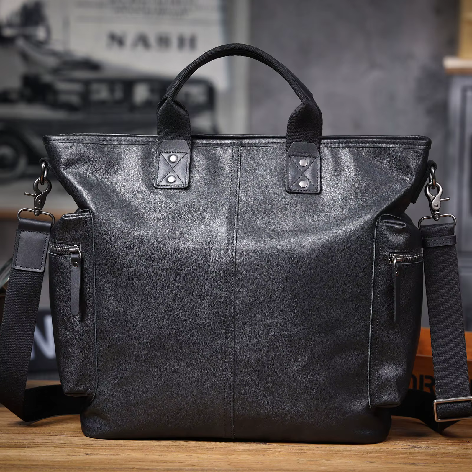 Brifecase – sacs pour ordinateur portable en cuir véritable pour hommes, 15 pouces, sac à main Simpl
