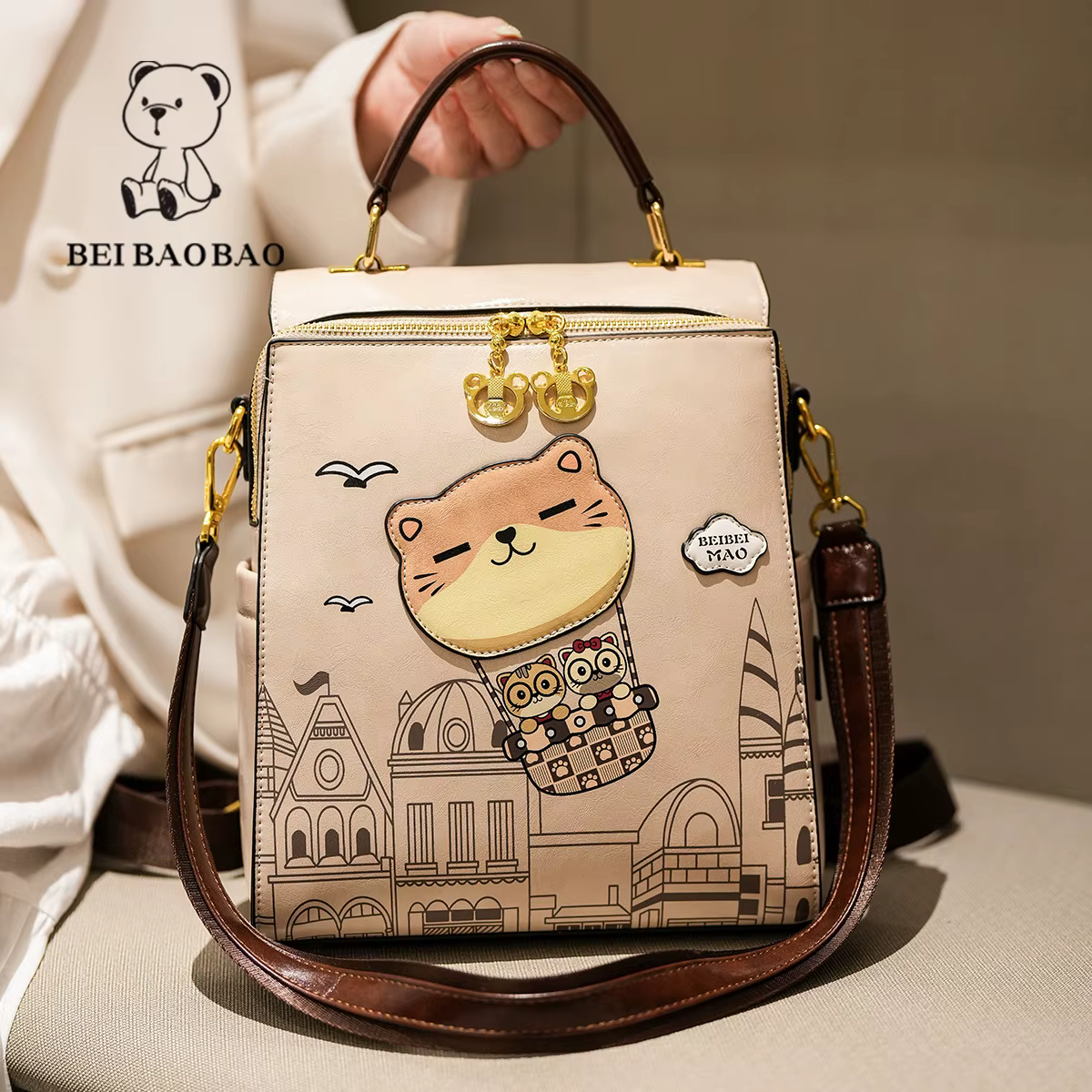 Nouveau sac à dos en cuir souple pour femmes sac à dos d'étudiant sac à bandoulière multifonctionnel