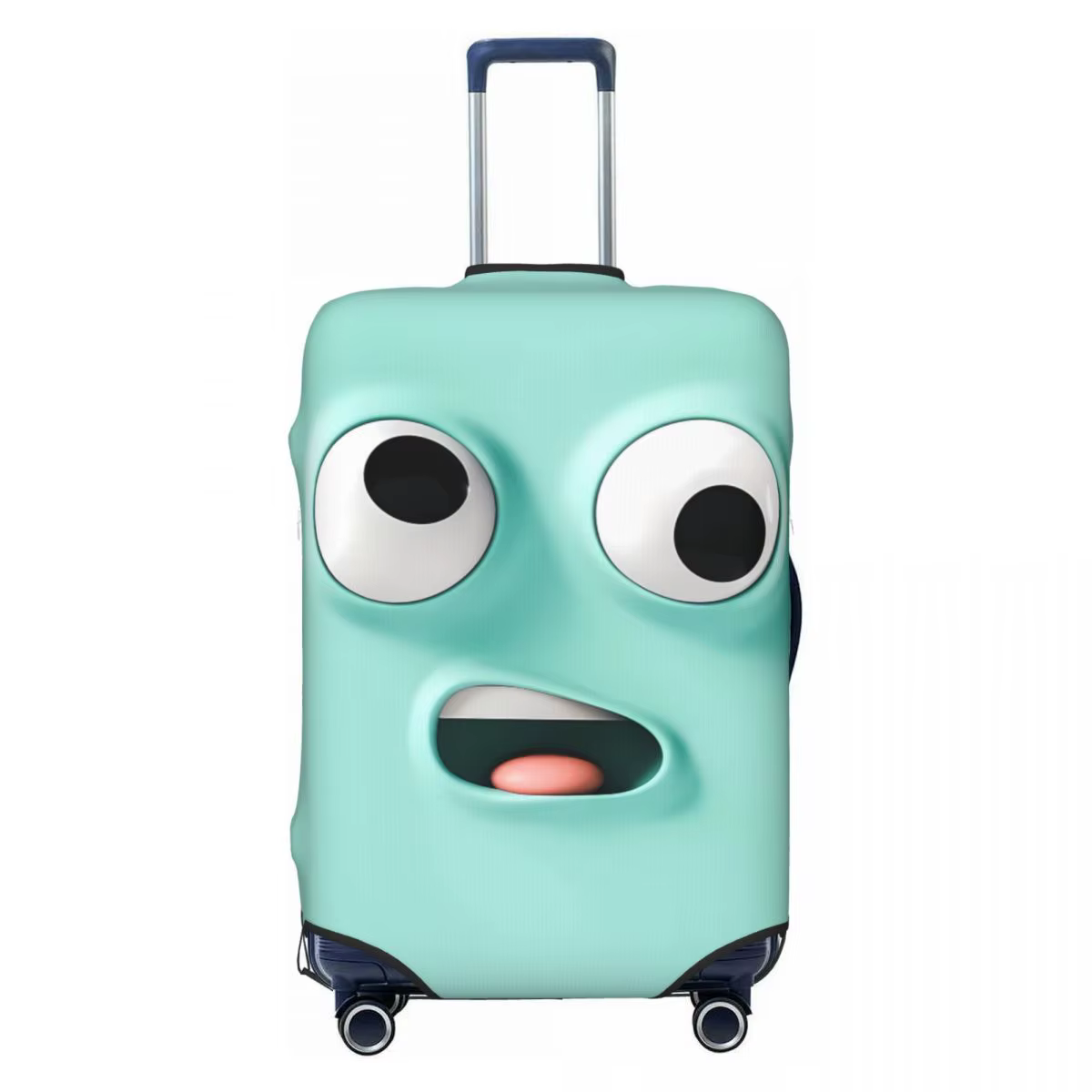 Housse de valise visage drôle Expression de dessin animé abstrait bleu voyage de croisière vol exten