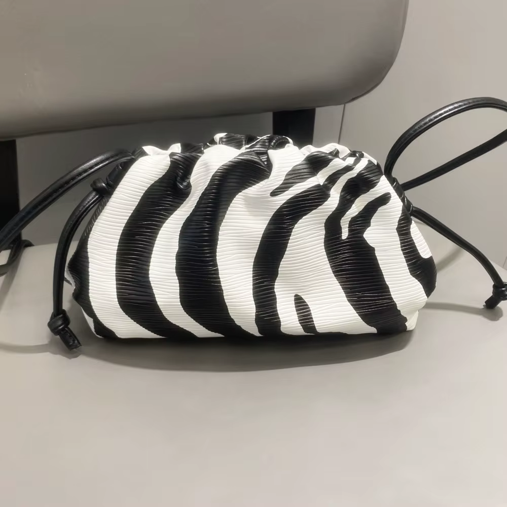 Sac Nuage Plissé Imprimé Zèbre Nouveau Petit Sac à Clip Bandoulière Pochette de Soirée