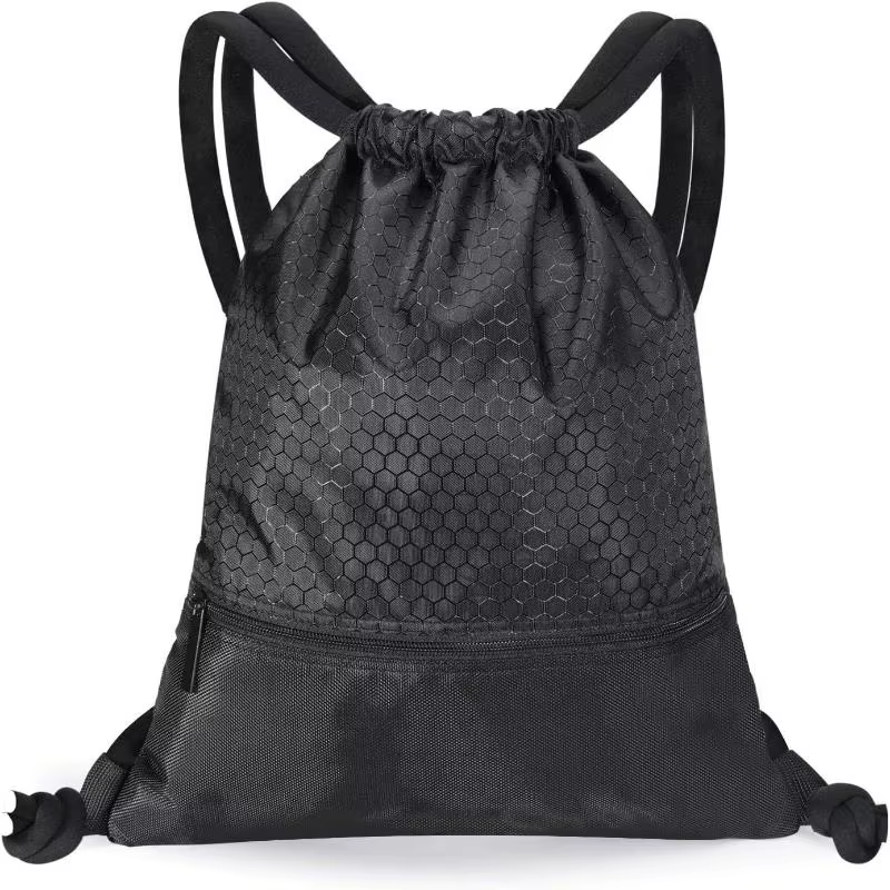 Grand sac à dos de sport avec cordon de serrage pour le basketball et le yoga, avec poche pour chaus