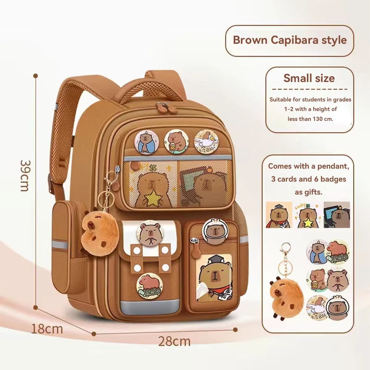 Capybara sac d'école sac à dos étanche grande capacité soulager la charge protégeant la colonne vert