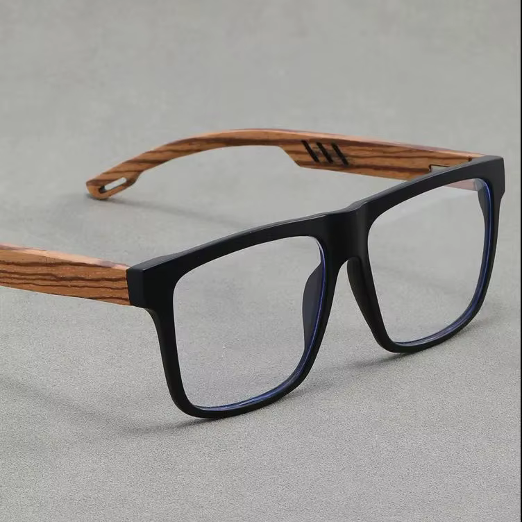 Lunettes de myopie à jambes en bambou et bois, anti-lumière bleue, monture optique, fausses lunettes