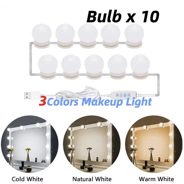 Miroir de maquillage ampoule LED lumières de vanité USB 12V salle de bain coiffeuse éclairage Dimmab