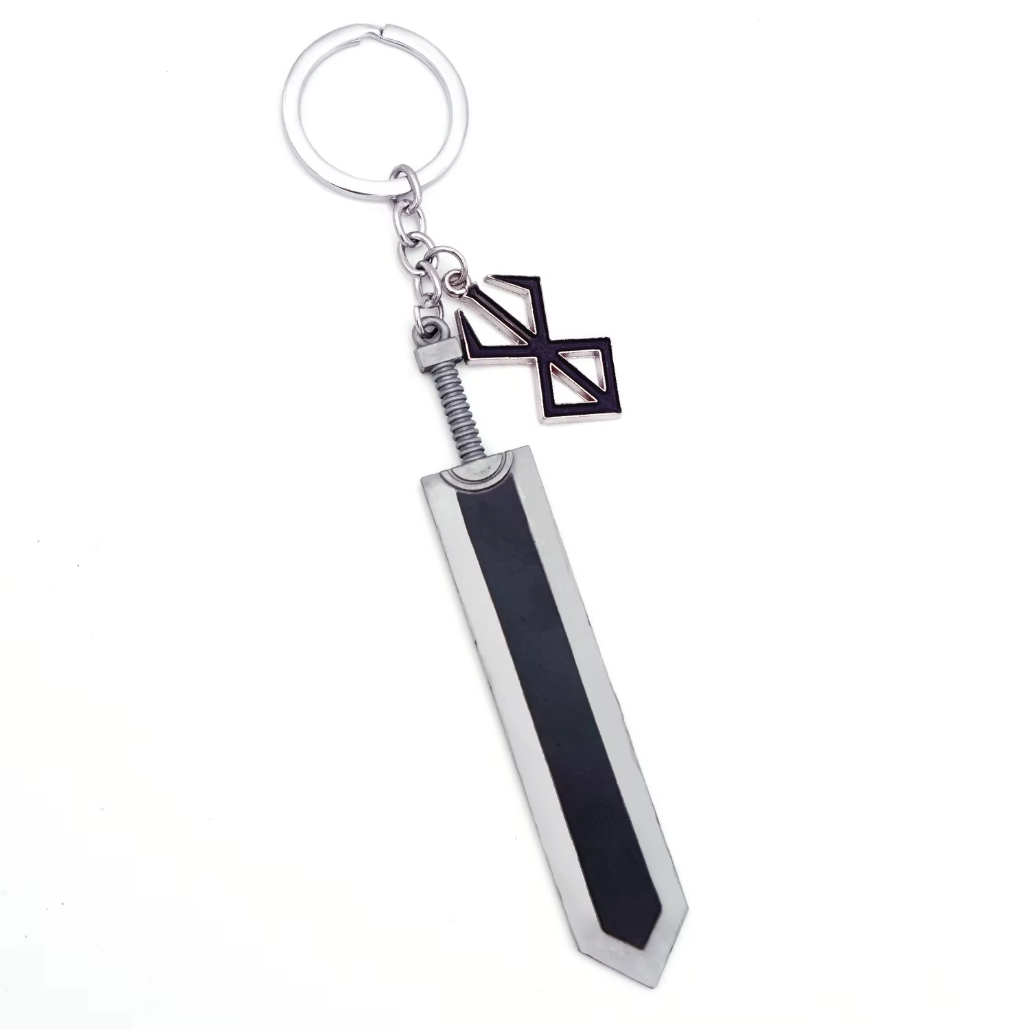 Porte-clés épée rouge et noir, pendentif de sac à dos, vente en gros, accessoires de bijoux personna