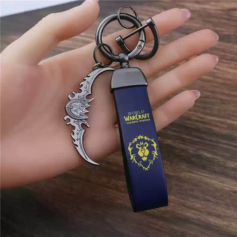 Pendentif de l'orde du monde de Warcraft, pendentif en métal d'alliance, porte-clés en cuir, sac, bi