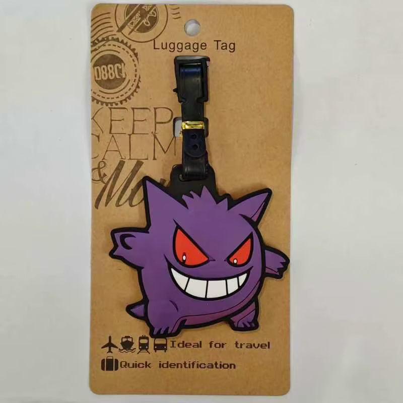 【Nouveauté】Étiquettes de bagage Pokemon Gengar, porte-étiquettes de valise, accessoires de voyage, é