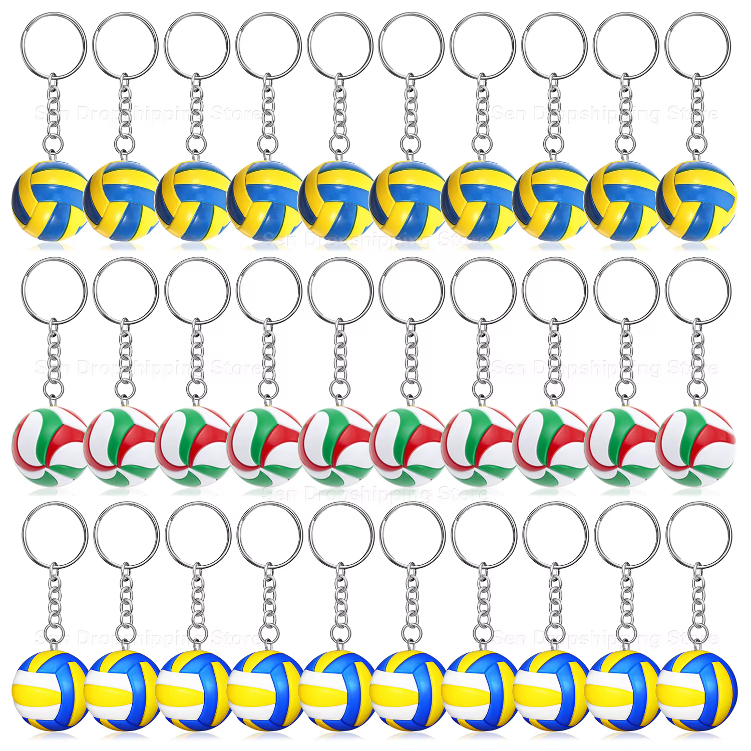Porte-clés de volley-ball coloré 30 pièces – Accessoire de clé de voiture sportive idéal pour les ca