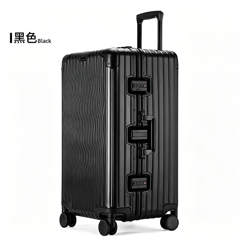Valise KO-KU 100% en aluminium, valise en métal épaissi 3:7, bagage de grande capacité de 22 à 32 po