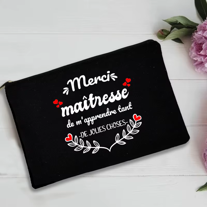 trousse de toilette voyage pochette maquillage cadeau maitresse Sac de rangement imprimé français po