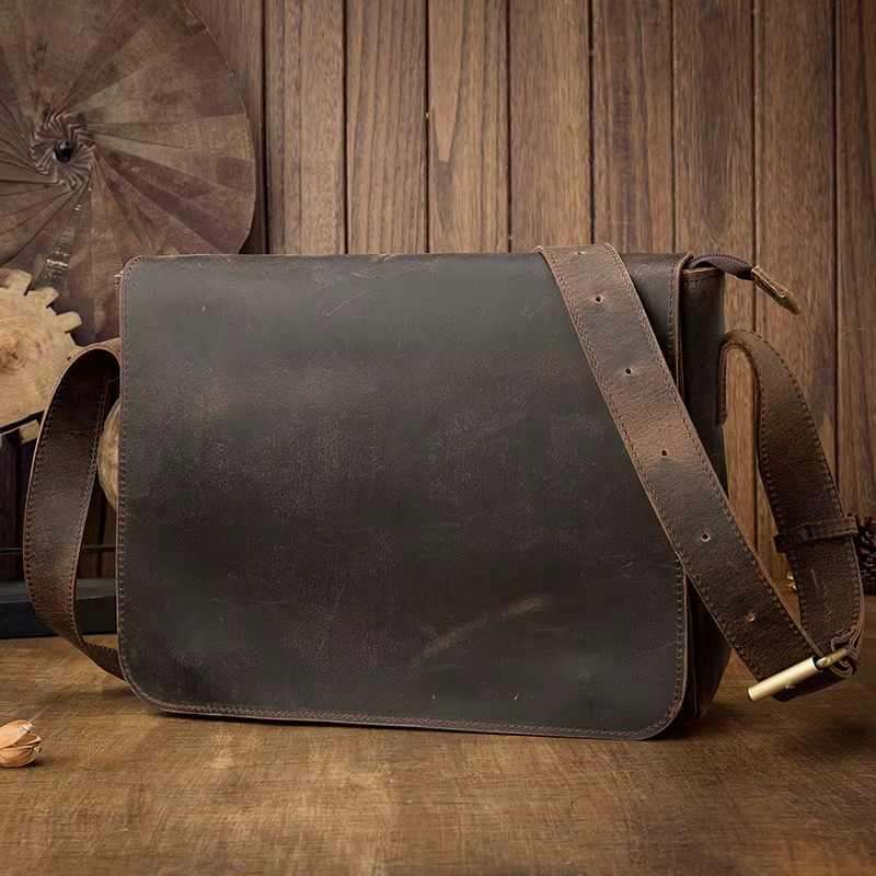 Porte-documents Vintage en cuir Crazy Horse pour hommes, sac pour ordinateur portable A4, sacs de bu
