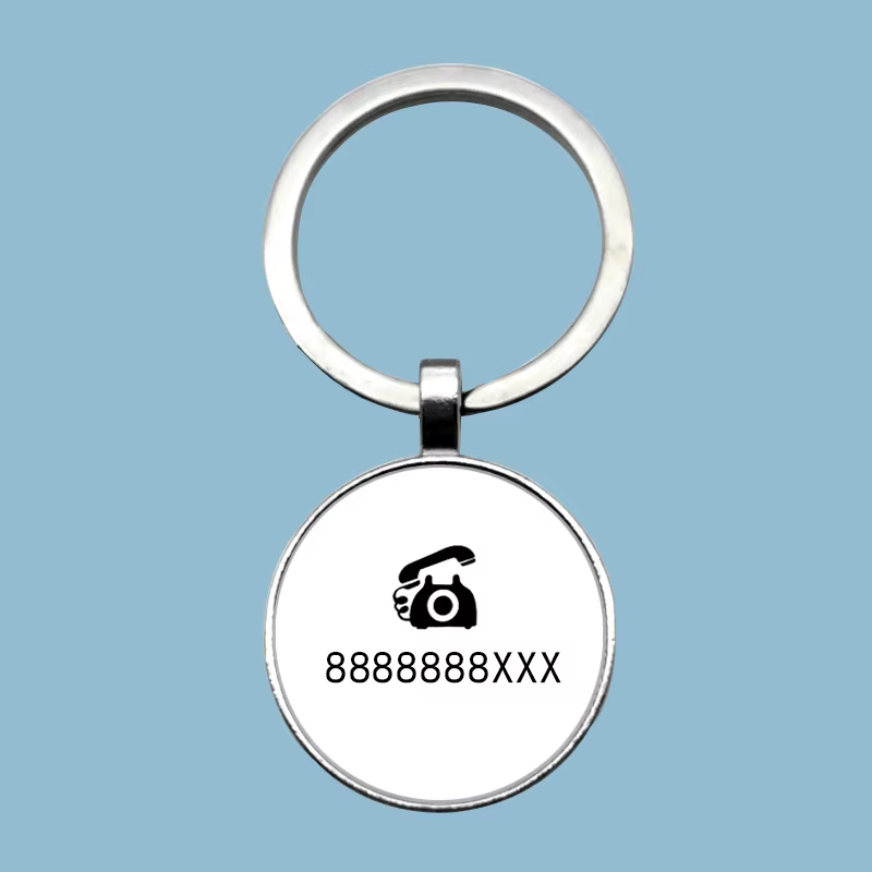 Porte-clés personnalisé porte-clés alfanumérique numéro de téléphone porte-clés numéro de téléphone 