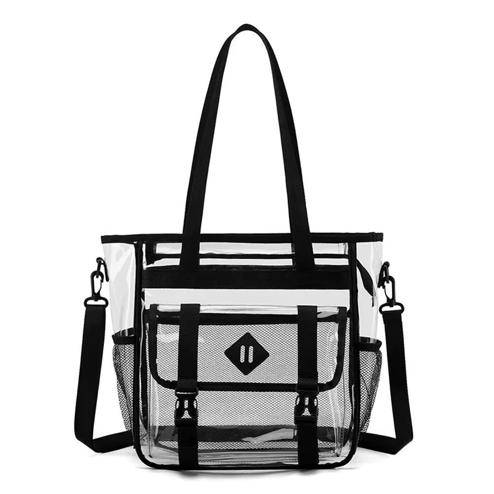 Sac à main de plage transparent couleur bonbon, multi-poches, grande capacité, sac bandoulière en ge