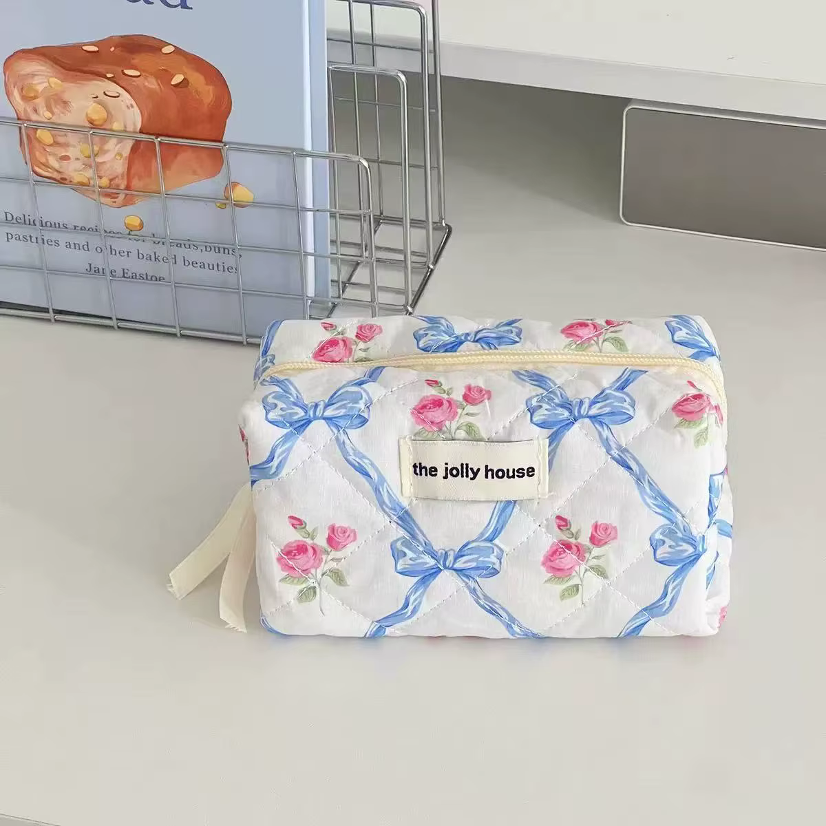 Sacs cosmétiques en velours côtelé mignons en forme de cœur pour femmes, grande capacité, trousse de