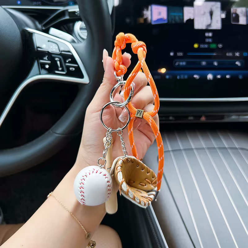 Porte-clés de baseball personnalisé et créatif, porte-clés de voiture simple, corde faite à la main,