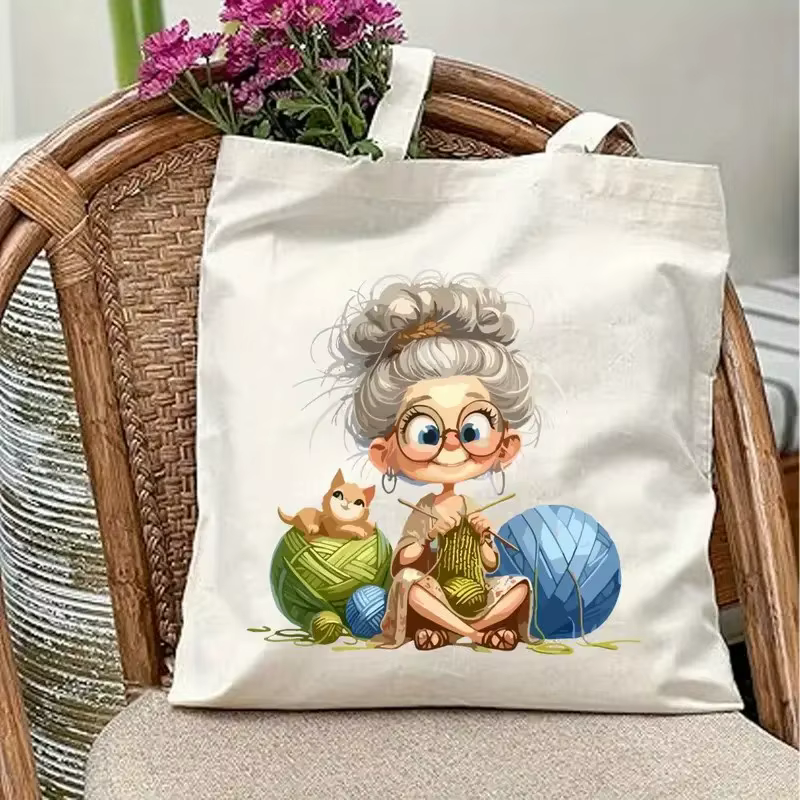 Sac à main esthétique en toile au crochet pour grand-mère - Sac à bandoulière réutilisable écologiqu