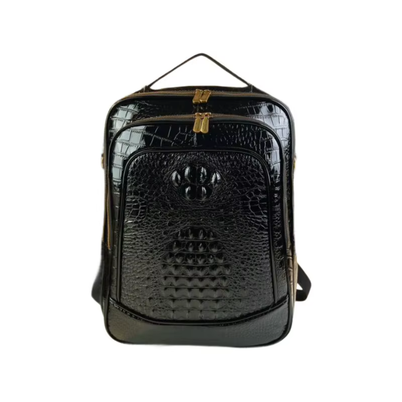 Sac à dos de luxe pour ordinateur portable, Texture Crocodile brillant, sac de voyage de grande capa