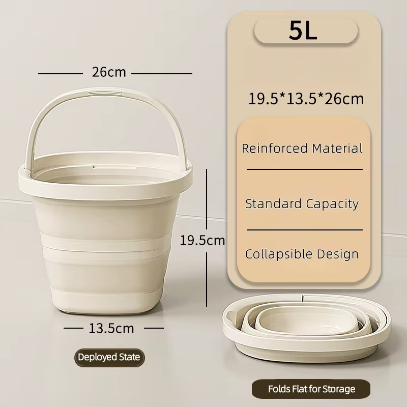 Seau à eau pliable – Essentiel pour la pêche, le camping et les voyages |   Seau pliable avec poigné