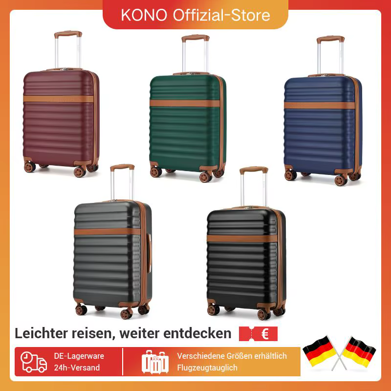 Étui rigide KONO ABS + PC à 4 roues, bagage/valise à main avec chariot à verrouillage TSA (55/65/75 