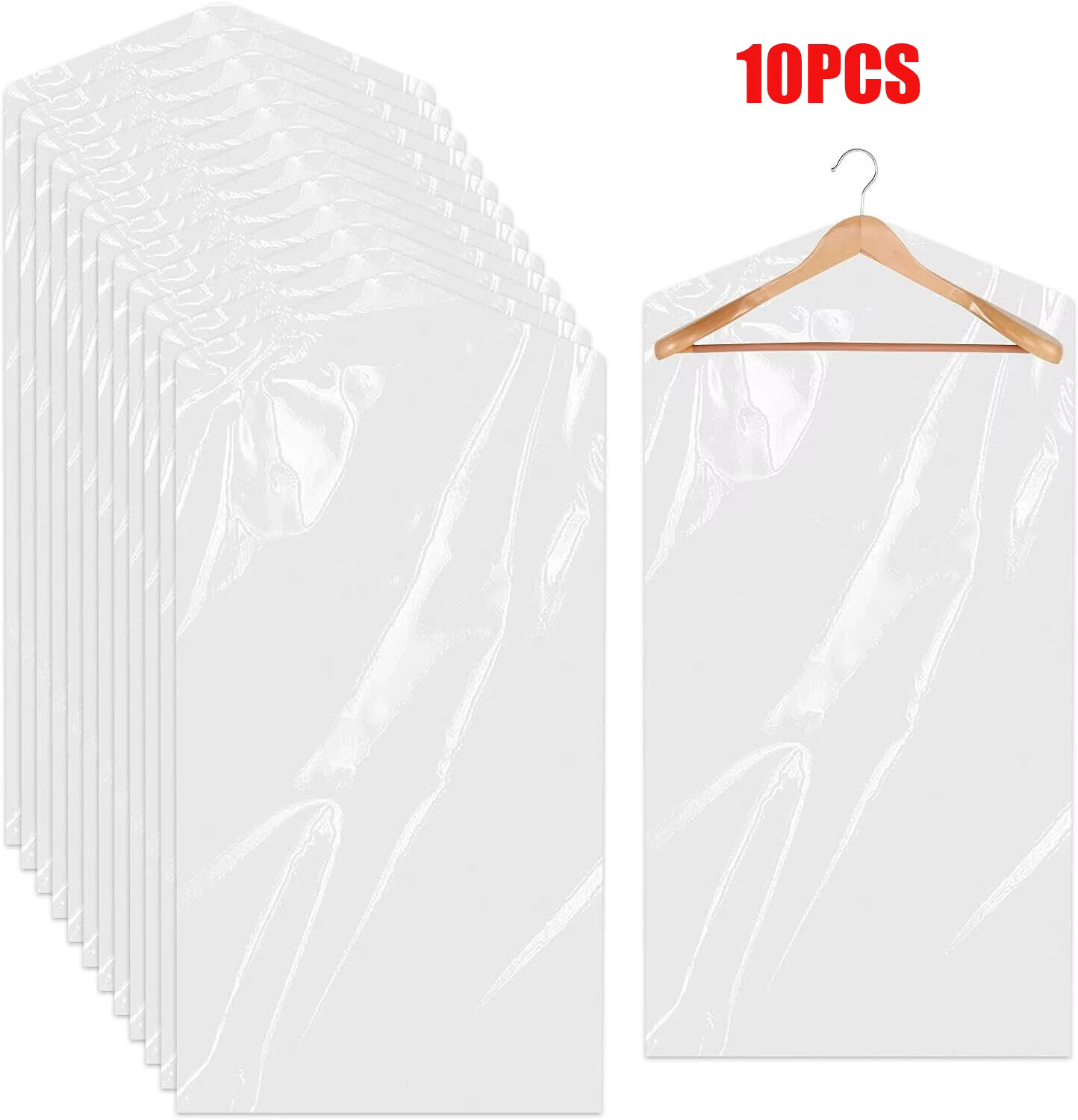 Housses de vêtements en plastique transparent, 10/50/100 pièces, anti-poussière, imperméables, sacs 