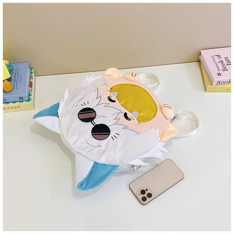 Jujutsu Kaisen sac à dos Gojo peluche Cosplay Itabag Gojo Satoru ‌   Plushie – sac à grande bouche, 