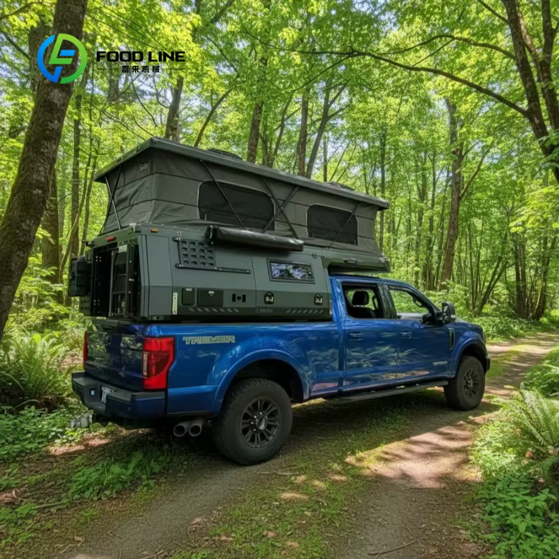 Camper pour pick-up personnalisé avec système d'assistance à la levée et auvent pour les loisirs en 