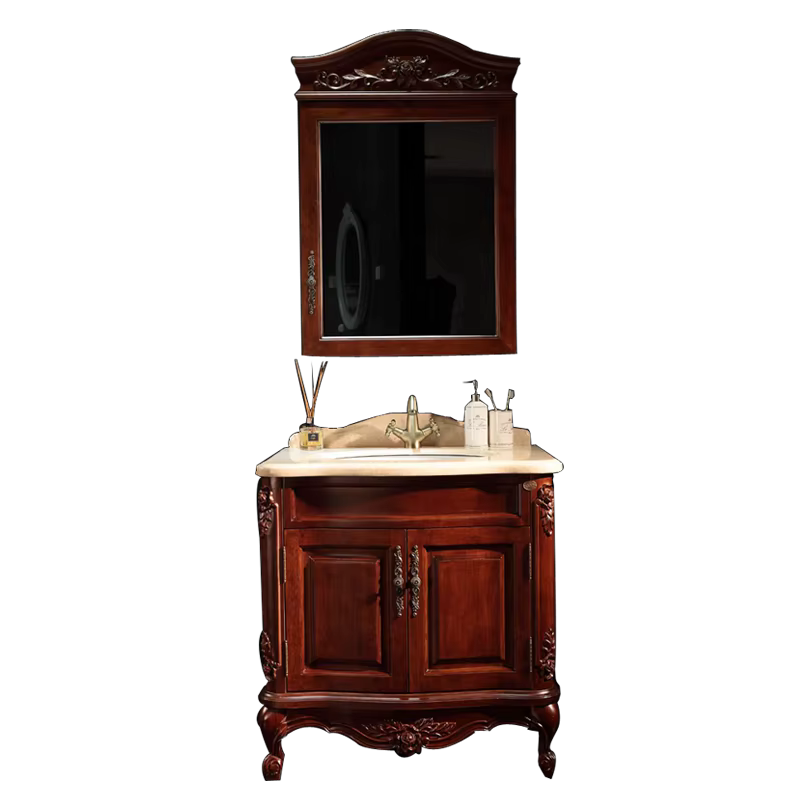Vanité d'armoire de salle de bain en bois sur pied de style classique européen