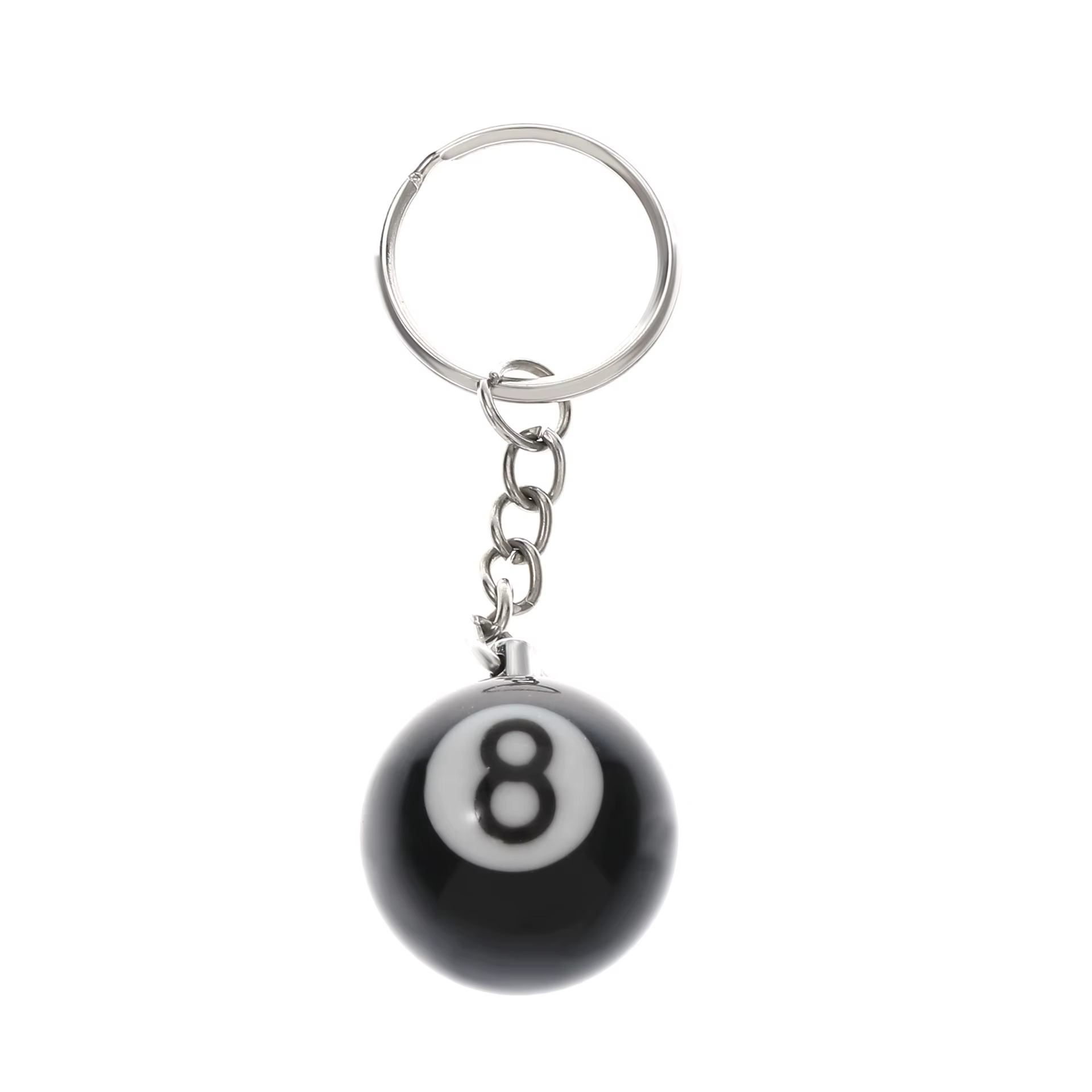 Dés acryliques noirs tendance au design créatif n° 8 porte-clés pendentif de billard pour femmes, sa